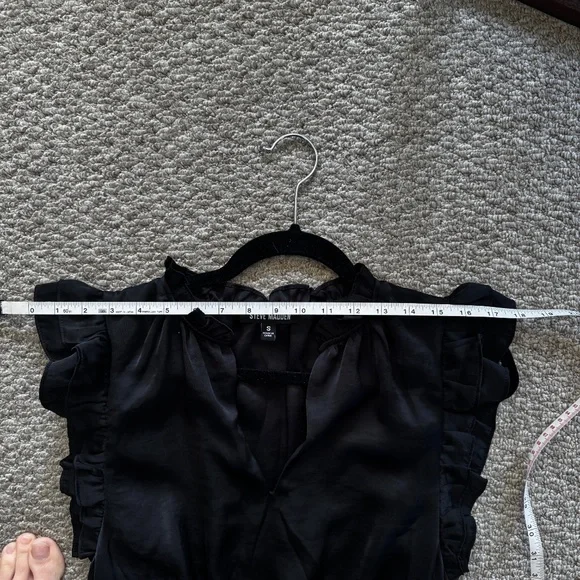 Steve Madden Prairie Dreams Satin V-Neck Ruffle Cap Sleeve Mini Blouson Dress S - Picture 16 of 16